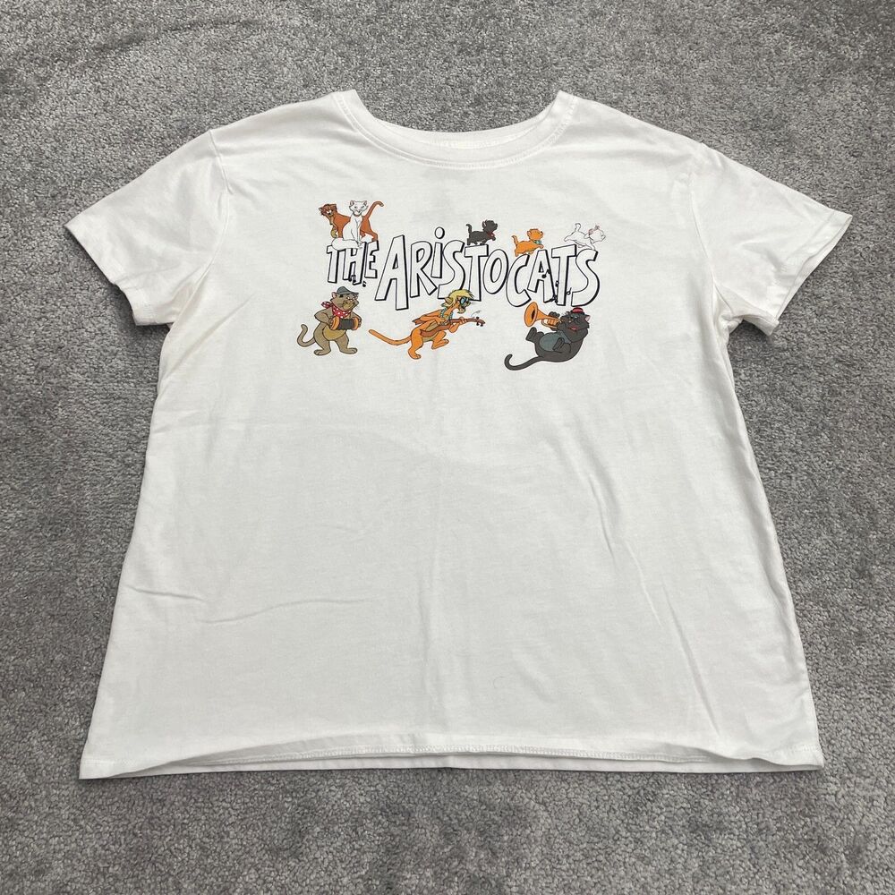 Disney The Aristrocats Graphic T-Shirt Womens Large White Short Sleeve Crew Tee